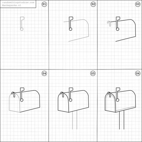 How to draw a mailbox. How To Draw A Mailbox Step By Step, Letter Box Drawing, Mailbox Drawing, Mail Box Drawing, House Doodle Step By Step, Papercraft Pdf Download Free Mailbox, Sketch Notes, Foto Tips, Bullet Journal Doodles