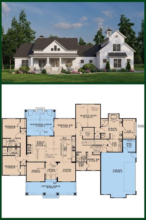 House Plan Hero - 💯 2,683 sq ft 4-Bedroom Craftsman w/ Hobby Room. Explore it all: https://buff.ly/42tyyzr | Facebook Housing Plans, Future Farmhouse, Luxury House Plans, Beautiful Houses, Hobby Room, Christmas Crafts Decorations, Home Design Plans, Formal Living, Formal Living Rooms