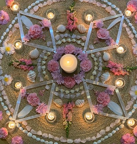 Yoga Ceremony, Earth Offerings, Slow Vibes, Bath Magic, Womens Circle, Cacao Ceremony, Creativity Takes Courage, Crystal Mandala, Flower Mandalas