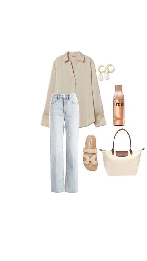 Blouse. Jeans. Beige sandals. Longchamp bag beige. Perfume fren… Kendra Scott earrings! Beige Longchamp, Longchamp Bag Outfit, Longchamp Beige, Longchamp Bag, Beige Sandals, Jeans Beige, Kendra Scott Earrings, Blouse Jeans, Dark Beige