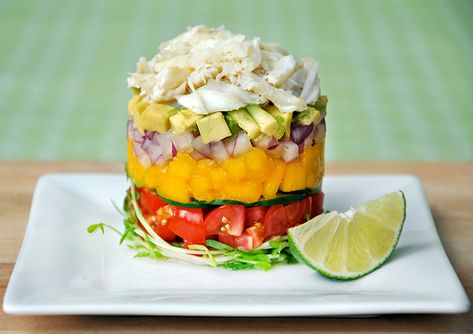 Crab Stack, Microgreens Recipe, Impressive Appetizers, Resep Salad, Crab Salad, Crab Recipes, Chopped Salad, La Jolla, Soup And Salad