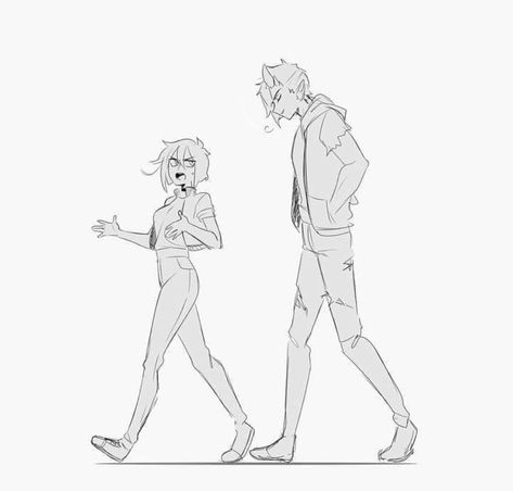 Art Reference Poses Walking, People Walking Together Reference, Walking Next To Someone Reference, Walking Back Reference, Figure Drawing Reference Two People, Running After Someone Reference, Tall Man Reference Drawing, Walking And Talking Pose Reference, Walking Side View Reference