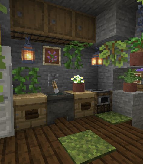 Minecraft Aesthetic Hobbit House, Hobbit Aesthetic Minecraft, Hobbit Hole Minecraft House Interior, Mc Hobbit Hole, Minecraft Fairy House Interior, Minecraft Interior Aesthetic, Hobbit Hole Minecraft Interior, Hobbit House Minecraft Interior, Aesthetic Minecraft Kitchen