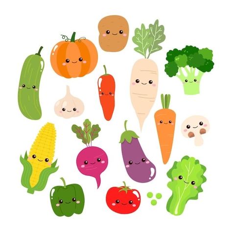 Vegetable Illustration Art, Fruit Mural, Vector Vegetables, Cute Vegetables, Cartoon Vegetables, Farm Cartoon, Vegetable Cartoon, Kids Vegetables, Drawing Books