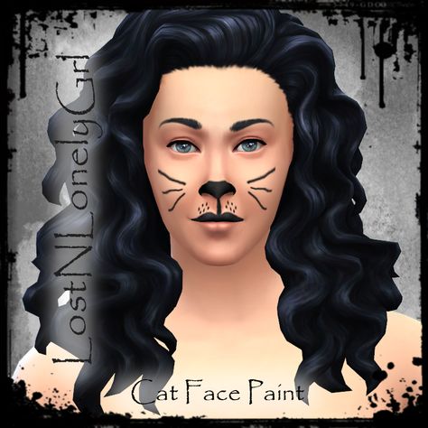 Mod The Sims - Face Paint Cat Nose and Whiskers Cat Nose And Whiskers Makeup, Whiskers Makeup, Face Paint Cat, Sims Face, Cat Face Paint, Draw Cat, Animal Noses, Cat Nose, Makeup Aesthetic