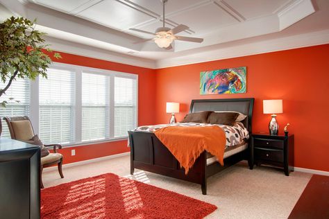 master bedroom pictures | Shaded Light in a Master Bedroom Atlanta Real Estate Photography by ... Red And Yellow Bedroom, Yellow Bedroom Design, Deco Orange, Brighter Bedroom, Bedroom Orange, Real Estate Photographer, Buying Your First Home, Sanctuary Bedroom, Bedroom Pictures