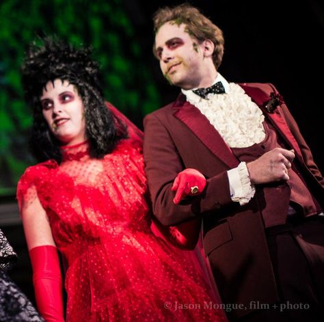 Beetlejuice: Beetlejuice's Wedding Tuxedo and Makeup: 4 Steps Lydia Wedding Dress Beetlejuice, Beetlejuice Red Dress, Beetlejuice Wedding Costume, Beetlejuice Wedding Dress, Otho Beetlejuice, Adam And Barbara Beetlejuice, Adam Beetlejuice, Lydia Wedding Dress, Beetlejuice Couple Costume