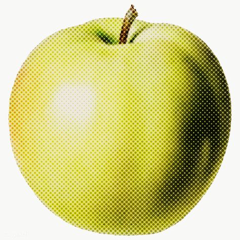 Halftone green apple sticker design element | free image by rawpixel.com / NingZk V. Letras Comic, Apple Png, Apple Sticker, Moodboard Png, Apple Illustration, Animal Print Background, Apple Stickers, Ios Design, Apple Fruit