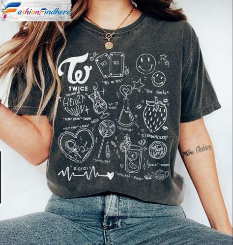 Twice Tshirt Design, Lyrics Shirt, Grafic Tees, Lyric Shirts, Kpop Album, Twice Kpop, Shirts For Girls, Shirt Designs, Tshirt Designs