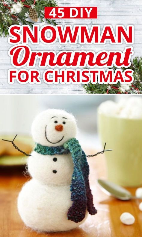 Felt Snowman Ornament Pattern, Diy Christmas Snowman Ornaments, Snowmen Ornaments To Make, Handmade Snowman Ornaments, Snowman Tree Ornaments, Felt Snowmen Ornaments, Diy Snowmen Ornaments Ideas, Snowman Ornaments Diy Tree Decorations, Homemade Snowman Ornaments