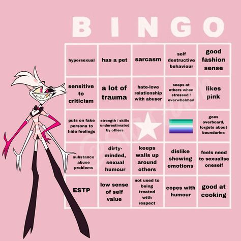 hazbin hotel bingo He Is Literally Me, Kin Bingo, Camping Bingo, Bingo Books, Road Trip Bingo, Summer Bingo, Free Printable Bingo Cards, Bingo Online, Bingo Games For Kids