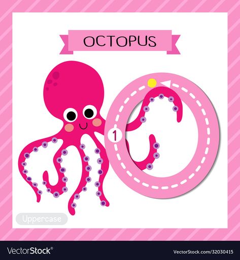 Octopus For Kids, O Is For Octopus, Animal Flash Cards, Clipart Letters, School Planning, School Plan, Abc Alphabet, Alphabet Tracing, Learn English Vocabulary