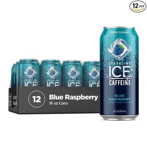 Sparkling Ice +Caffeine Blue Raspberry Sparkling Water, with Antioxidants and Vitamins, Zero Sugar, 16 Fl Oz (Pack of 12) Curly Hair Accessories, Marvel Birthday Party, Glass Sink, Sparkling Water, Sparkling Ice, Blue Raspberry, Flavored Water, Grocery Shop, Healthy Drinks