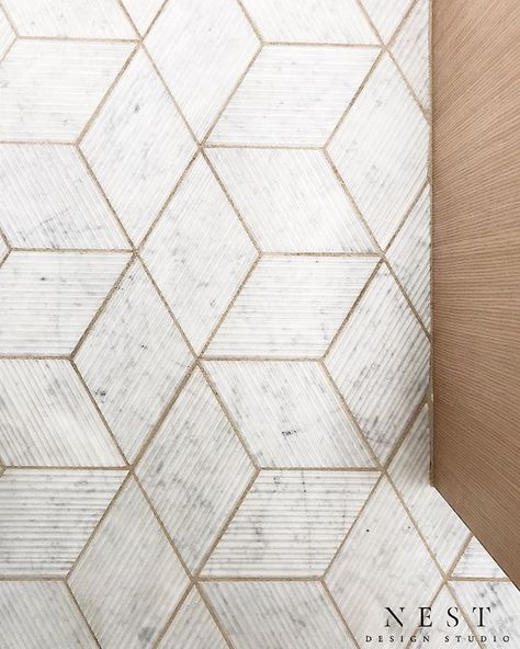 Not sure if you knew this, but gold grout is a thing.✨It’s totally my thing ✨ . . . #nestprojectthebachelor #goldgrout #marbletiles… Gold Grout, Penny Tile Backsplash, Modern Vintage Bathroom, Brick Backsplash Kitchen, Backsplash Patterns, Creative Tile, Small Toilet Room, Gold Tile, Brick Backsplash