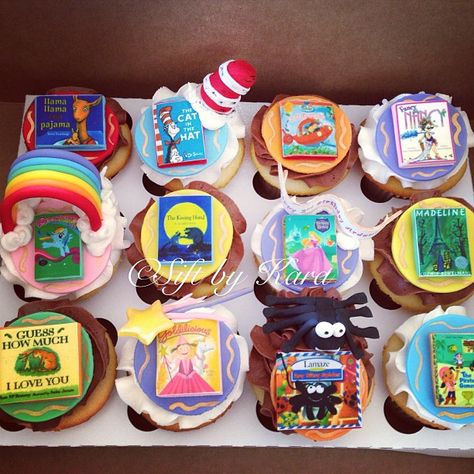 Storybook Themed Cupcakes! #siftbykara #cupcakes #storybook #storybookcupcakes Cake Decorator, Cake Bakery, Cat Pajamas, Themed Cupcakes, Bakery Cakes, Custom Cake, Childrens Party, Custom Cakes, Cake Decorating