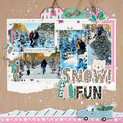 Winter Scrapbook Layouts, Winter Scrapbook, Winter Scrapbooking, Christmas Scrapbook Layouts, Scrapping Ideas, Picture Layouts, Christmas Layouts, Snow Much Fun, Snow Fun