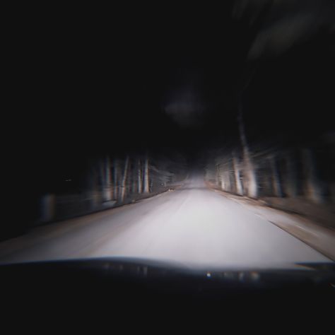 A dark photo of a road in the woods at night with two pinprick eyes peeking out from the darkness Scared Aesthetics Dark, Scared Of Being Abandoned, Scared Of Driving, Im Scared This Is All Ill Ever Be, Car Wreck At Night Aesthetic, Its Gonna Be Ok, Scared Of The Dark, Im Scared, I Am Scared