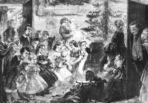 A Victorian family gathered around the Christmas Tree. Old Victorian Homes Interior, Victorian Games, New Orleans Christmas, Parlor Games, Old Victorian Homes, Victorian Parlor, Victorian Home Interior, Ghost Of Christmas Past, Old Christmas