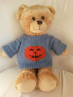 Linmary Knits: Teddy Pumpkin Sweater Linmary Knits, Build A Bear Clothes Pattern, Teddy Bear Knitting Pattern, Bear Ideas, Pumpkin Sweater, Build A Bear Outfits, Knit Doll, Bear Patterns, Knitting Toys