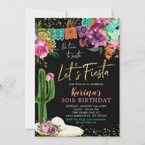 $2.95 | Mexican Floral Let's Fiesta Birthday Party #mexican fiesta birthday invitation, mexican adult birthday invitation, let's fiesta birthday invitation, floral fiesta adult birthday, colorful adult birthday invitation, colorful floral birthday invitation, no time to siesta, let's fiesta, mexican cactus birthday invitation, colorful fiesta birthday invitation Cactus Birthday, Mexican Cactus, Fiesta Birthday Invitations, 90th Birthday Invitations, 50th Birthday Party Decorations, Floral Birthday Invitations, Fiesta Birthday Party, Mexican Birthday, Fiesta Wedding