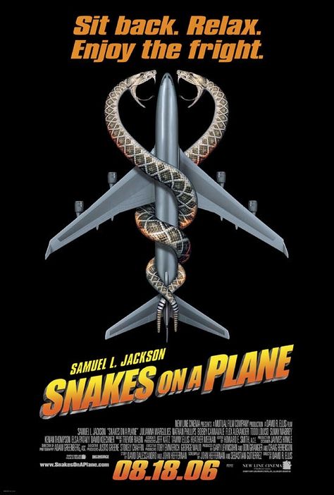 SNAKES ON A PLANE 2006 Plane Movie, Snakes On A Plane, Plane Poster, Planes Movie, Emerald Tablets Of Thoth, Julianna Margulies, Movie Wall, Movie Blog, New Line Cinema