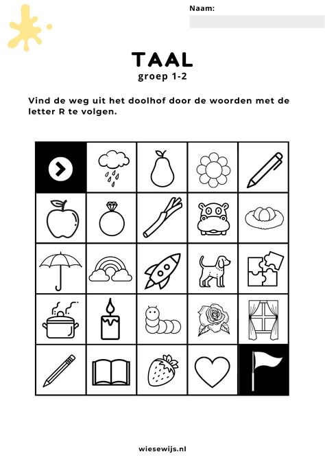 werkblad taal groep 1-2: letterdoolhof R Body Preschool, Letter R, Preschool, Van, Pre School