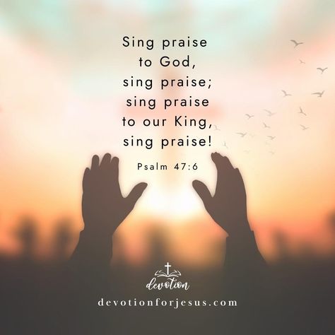 "Sing praises to God, sing praises; sing praises to our King, sing praises." -Psalm 47:6 In all we do, let us praise the Lord. In the good times, praise Him. In the difficult times, praise Him. When you are wealthy and when you are poor, praise Him. He is worthy of our praise in all situations. Our circumstances should not determine our praise. In all times praise the King of kings! #bible #bibleverse #scripture #devotional #readyourbible #knowyourbible #christianclothing #faithbased #praise October Prayer, Praises To God, Psalm 47, Praise Him, Sing To The Lord, Praise The Lord, Praise Songs, Scripture Study, Difficult Times