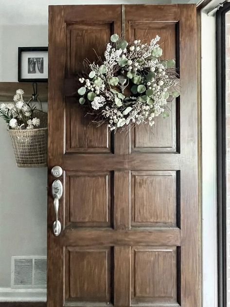 Let’s take a look back at how I wood painted my front door to create a faux finish, and check in to see how it’s held up THREE years later. Keep reading to discover how to do this using a two products and follow direct links for your convenience.I can’t believe it has been 3 years since the completion of one of my first DIY projects. I remember the sense of accomplishment that filled me as I stood back and admired this faux wood painted front door. It was truly a proud moment for me… Entryway Paint Colors, Faux Wood Paint, Finger Painting For Kids, Glass Storm Doors, Red Shutters, Dark Doors, Mushroom Paint, Porch Posts, Wooden Front Doors