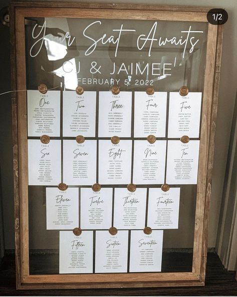 Framed Acrylic Custom Seating Chart With Wax - Etsy Wedding Seating Chart Frame, Wedding Seating Chart Mirror, Wedding Sitting Chart, Seating Chart Wedding Diy, Wedding Table Seating Chart, Dream Wedding Reception, Diy Seating, Sunflower Themed Wedding, Wedding Set Up