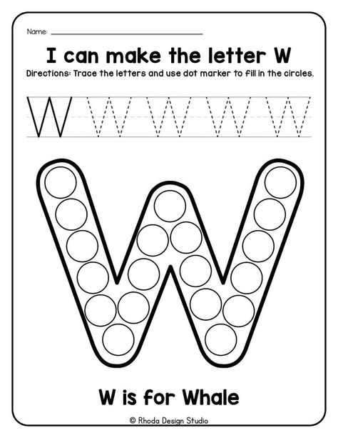 Letter W Coloring Pages Letter W Activity, Letter W Worksheets For Preschool, W Worksheets For Preschool, Letter W Activities, W Letter, Worksheets For Preschool, Letter Tracing, Dot Markers, Tracing Letters