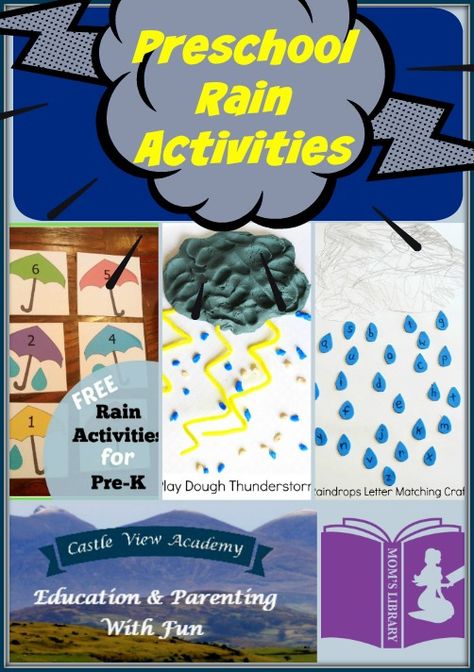 Preschool Rain Activities on Mom's Library with Castle View Academy Rain Activities, Fun Preschool Activities, Spring Activities For Kids, Weather Activities Preschool, Weather Activities For Kids, Kids Stem Activities, Chemistry For Kids, Weather Lessons, Spring Lessons