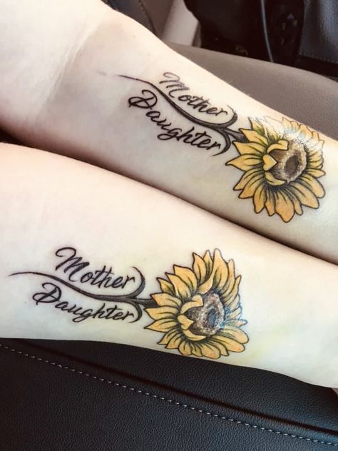 Sunflower Tattoo In Memory Of Mom, Mother Daughter Sunflower Tattoos Matching, Sunflower Mother Daughter Tattoo, Mother Daughter Tattoos Sunflower, Mother Daughter Sunflower Tattoo, Mother Daughter Tattoos Unique, Sunflowers Tattoos, Mum And Daughter Tattoo, Daughters Tattoo