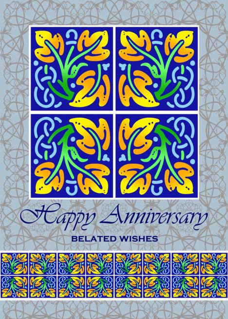 Belated Anniversary Wishes, Art Nouveau Leaf Tiles card #Ad , #spon, #Wishes, #Art, #Belated, #Anniversary Belated Wedding Anniversary Wishes, Belated Anniversary Wishes, Leaf Tiles, Leaf Tile, Wedding Anniversary Greetings, Wedding Anniversary Greeting Cards, Eid Mubarak Card, Happy Anniversary Wishes, Wedding Anniversary Wishes