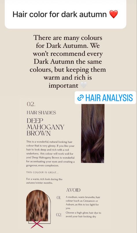 Dark Autumn Neutrals, Dark Autumn Hair Color Ideas, Deep Autumn Hair Color Ideas, Deep Autumn Hair, Dark Autumn Hair, Deep Autumn Hair Color, Autumn Hair Color Ideas, Autumn Hair Color, Hair Color Names