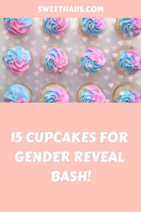 Cupcakes For Gender Reveal, Gender Revel Cake, Baby Reveal Cupcakes, Madeira Cake Recipe, Gender Reveal Dessert, Cream Filled Cupcakes, Baby Reveal Cakes, Celebration Desserts, White Chocolate Cupcakes