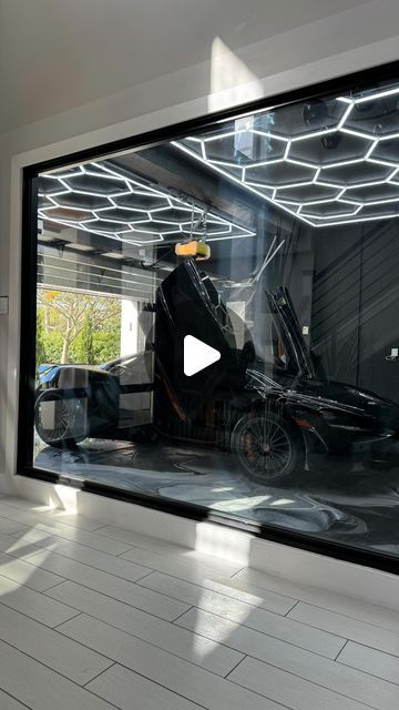 Alexa Collins Home on Instagram: "see through garage transformation | 🏎️  this was such a fun & unique project!  project duration: 4 days  garage flooring by: @theepoxypros   #carlovers #cars #car #carsofinstagram #carlifestyle #carporn #carphotography #cargram #instacar #bmw #instacars #carswithoutlimits #carstagram #automotive #auto #carlove #supercars #photography #carspotting #audi #mk #carinstagram #luxurycars #ferrari #carlover #ford #mercedes #e #porsche #instagood" House Garage Design, Dream House Garage, Garage Windows, Garage Transformation, Alexa Collins, Garage Flooring, Los Angeles Neighborhoods, Accessory Dwelling Unit, Old Garage