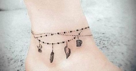 Charm Anklet Tattoo, Anklet Tattoos, Anklets, Tatting, Tattoos, My Style