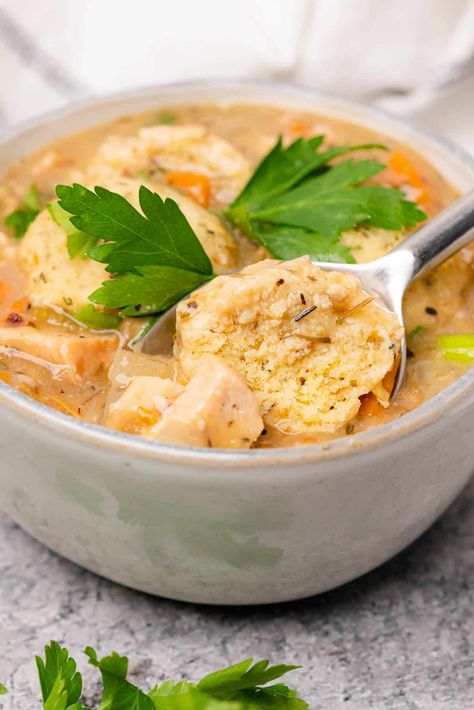 Keto Chicken and Dumplings Recipe — A Full Living Chicken And Dumplings Gluten Free, Dumplings Gluten Free, Keto Chicken And Dumplings, Turkey And Dumplings, Chicken Dumpling Soup, Chicken And Dumplings Recipe, Dumplings For Soup, Dumplings Recipe, Chicken Breast Seasoning