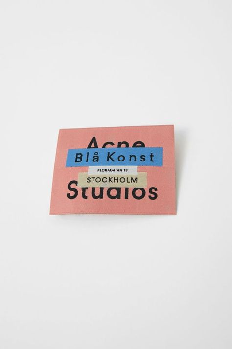 Clothing Labels Design, Acne Studio, Publicidad Creativa, Clothing Tags, Tag Design, Photography Logos, Woven Labels, Pinterest Account, Brand Identity Design