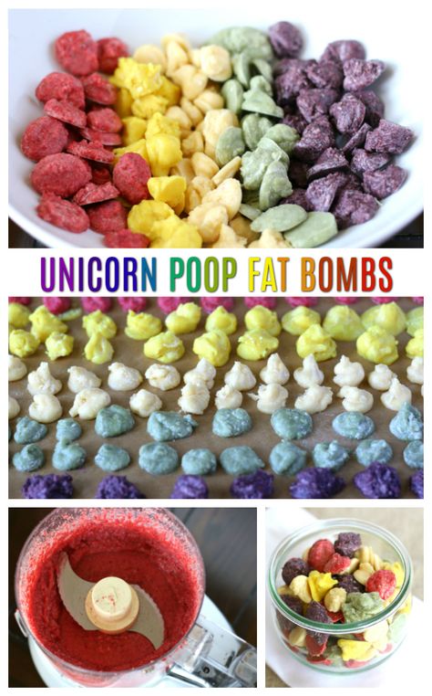 Low Carb Snacks Sweet, Fat Bomb Recipes, High Fat Low Carb Recipes, Coconut Oil Recipes, Fat Bomb, Unicorn Poop, Fat Bomb Recipe, Keto Fat, Low Carb Chocolate