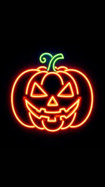 Neon Pumpkin, Neon Light Wallpaper, Light Wallpaper, Black Screen, Halloween Wallpaper, Halloween Pumpkin, Neon Lighting, Halloween Pumpkins, Neon