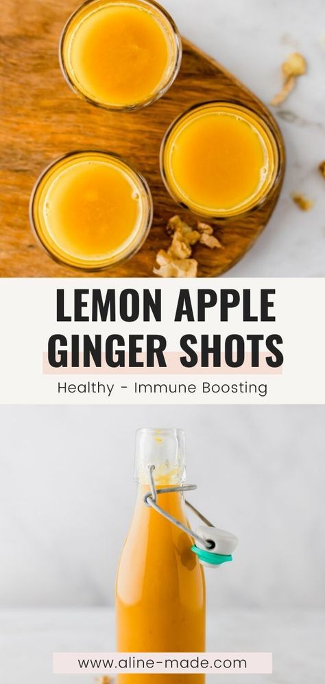 Boost your immune system with this easy homemade apple and lemon ginger shot and stay healthy during the winter. You only need a few ingredients to make this apple ginger shot at home. #ginger #shot #recipe #withoutjuicer #lemon #immunesystem #booster #turmeric Homemade Summer Drinks, Apple Shots, Ginger Shot Recipe, Lemon Shots, Turmeric Shots, Apple Drinks, Ginger Shot, Wellness Shots, Lemon Drink