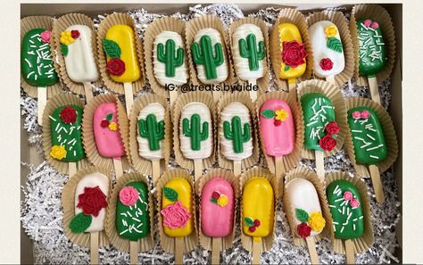 Mexican Theme Cakesicles, Fiesta Cakesicles, Mexican Theme Treats, Fiesta Dessert Table, Cake Sicles, Cake Popsicles, 20th Bday, Cake Pop Designs, Mexican Birthday Parties