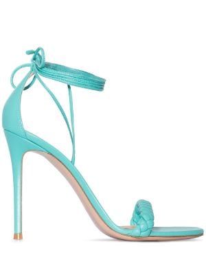 Gianvito Rossi for Women - Designer Shoes - FARFETCH Turquoise Heels, Gianvito Rossi Heels, Chic High Heels, Tie Sandals, Ankle Tie Sandals, Rossi Shoes, Woven Sandals, Blue Accessories, Turquoise Leather