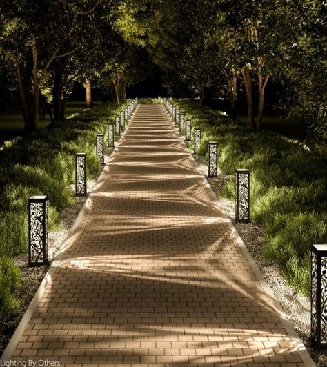 Landscape With Lights, Garden Path Lighting Walkways, Pathway Landscaping Walkways, Path Lighting Walkways, Footpath Design, Walkway Lighting Ideas, House Pathway, Modern Pathway, Path Lighting Ideas