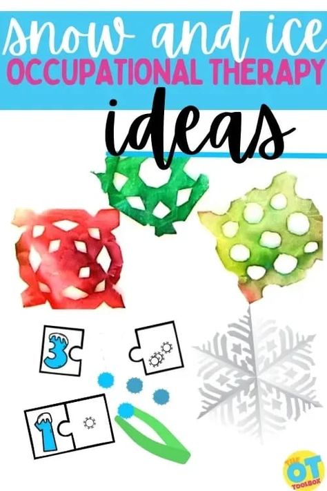 These snow and ice activities are great for winter occupational therapy ideas when it's too cold to go outside! Ice Activities, Winter Sensory Bin, Hand Strengthening, Bilateral Coordination, Winter Play, Motor Planning, Occupational Therapy Activities, Lacing Cards, Snow Activities