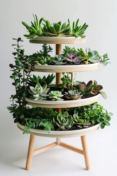 Innovative DIY Plant Stand Ideas Homemade Plant Stands, Plant Stand Ideas, Ladder Plant Stand, Succulent Tree, Corner Plant, Porch Windows, Backyard Balcony, Stand Ideas, Diy Plant Stand