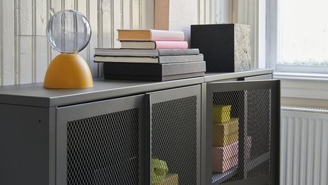 Reinvent your IVAR storage - IKEA CA Galvanized Shelves, Ivar Cabinet, Ikea Ivar Cabinet, Net Door, Drawer Rails, Ikea Ivar, Ikea Website, Cabinet With Doors, Mesh Door