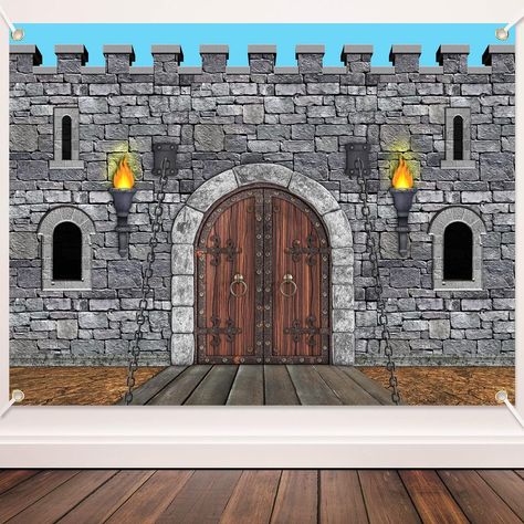 Tranqun Medieval Party Decorations Medieval Castle Backdrop Knight Decorations Castle Wall Backdrop Keepers of The Kingdom VBS Decorations for Medieval Themed Party Supplies (7 x 5 ft) Vbs Castle Decorations, Medieval Backdrop, Paper Castle On Wall, Castle Doorway Decoration, Castle Party Backdrop, Kingdom Vbs, Castle Backdrop, Medieval Party, Church Camp