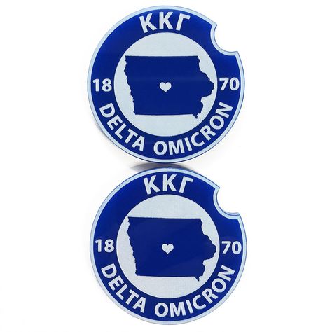 Kappa Kappa Gamma Car Coaster Set Sorority Ornaments, Kappa Kappa Gamma, Gamma Phi Beta, Greek Sorority, Gamma Phi, State Outline, White Acrylic Paint, Rhinestone Art, Greek Letters